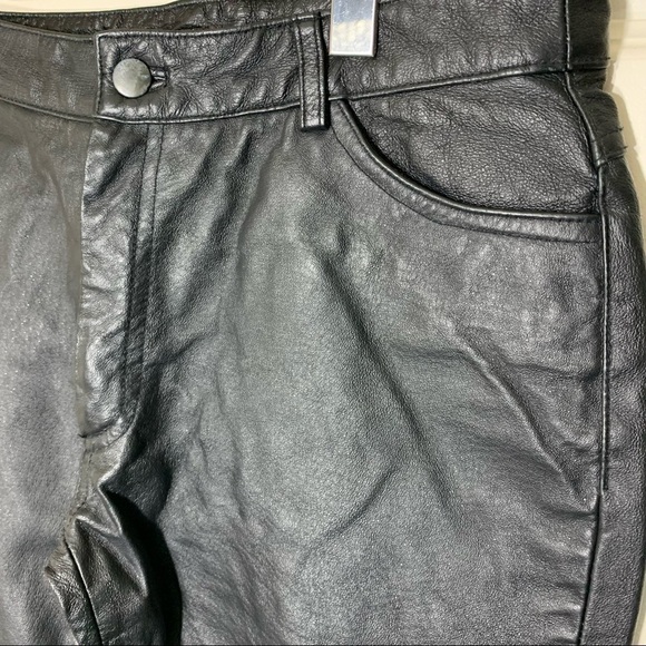 Fairweather Black Genuine Leather Pant Size 10 Motocycle Jeans Style Flare Leg - Picture 5 of 13
